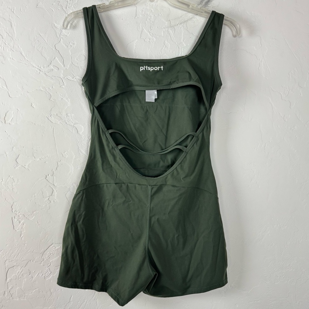 Pretty Little Thing One Piece Onesie Romper Athletic Workout Solid Green Knit - Picture 2 of 11